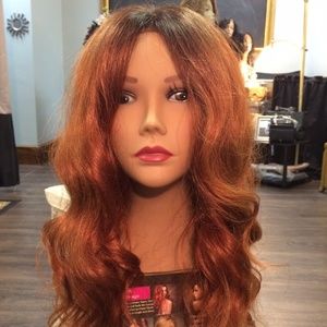 NWT Human Hair Blend Lace Front Wig Redish Brown